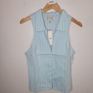 Urban Outfitter Women Top Button‎ Front Shirt Vest Blue Striped Size Medium
